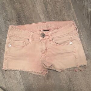 American Eagle Outfitters Blush Pink Frayed Denim Shorts